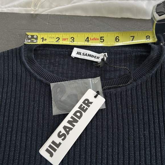 New JIL SANDER. SWEATER CROP LONG SLEEVE NAVY SIZE 38